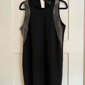 Adelyn Rae Black Tank Dress with Silver Beaded Side Panels